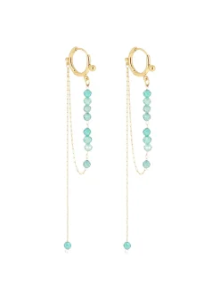 Boucles d'oreilles Zag Bijoux acier doré perles_x005f_x000D_bleues