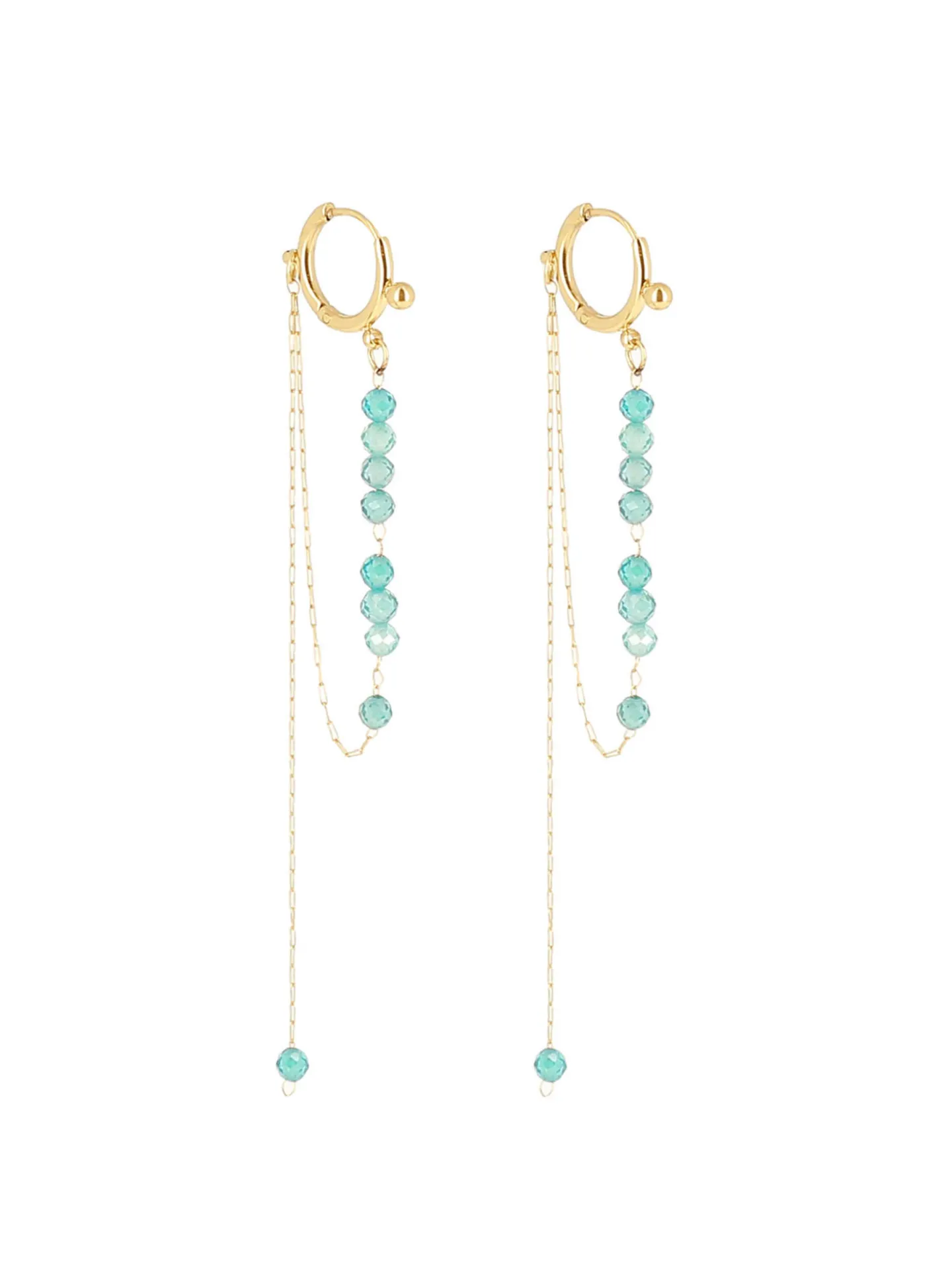Boucles d'oreilles Zag Bijoux acier doré perles_x005f_x000D_bleues