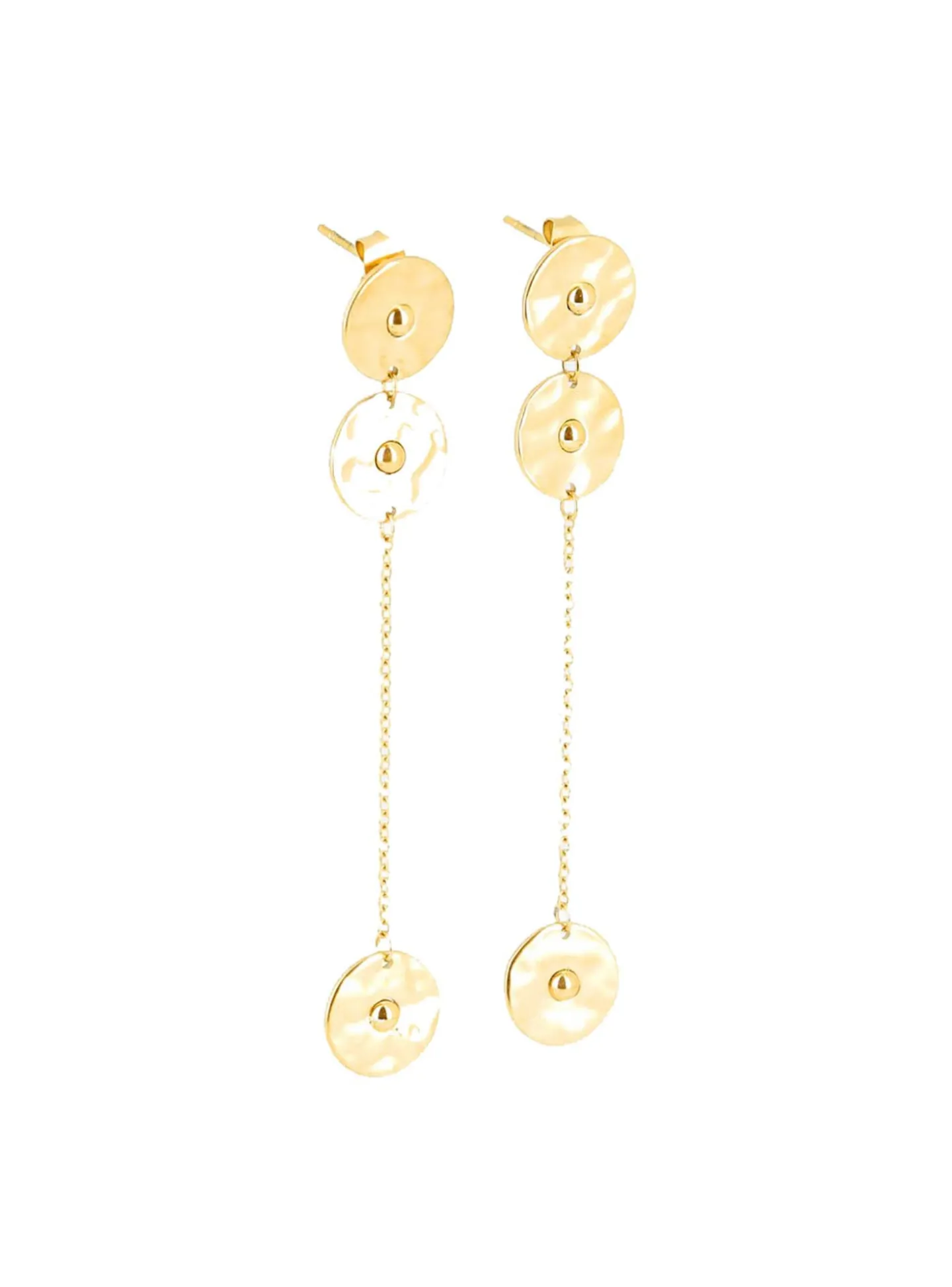 Boucles d'oreilles Zag Bijoux longues acier doré