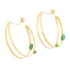 Boucles d'oreilles Zag Bijoux double anneau_x005f_x000D_malachite acier doré
