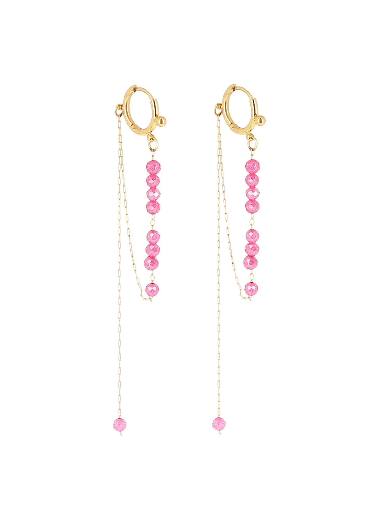 Boucles d'oreilles Zag Bijoux acier doré pierres_x005f_x000D_roses