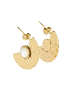 Boucles d'oreilles Zag Bijoux acier martelé nacre