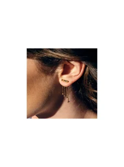Boucles d'oreilles Zag boules dorées avec chaînes