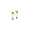 Boucles d'oreilles Zag cercle martelé doré et onyx