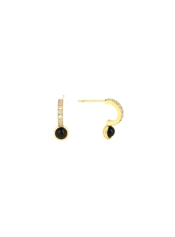 Boucles d'oreilles Zag demi-créoles noire et oxydes
