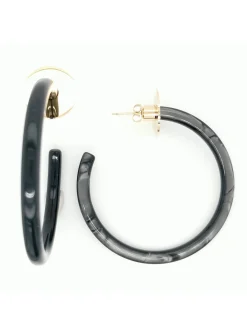 Boucles d'oreilles Zag doré noir