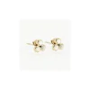 Boucles d'oreilles Zag triple boule nacre acier doré