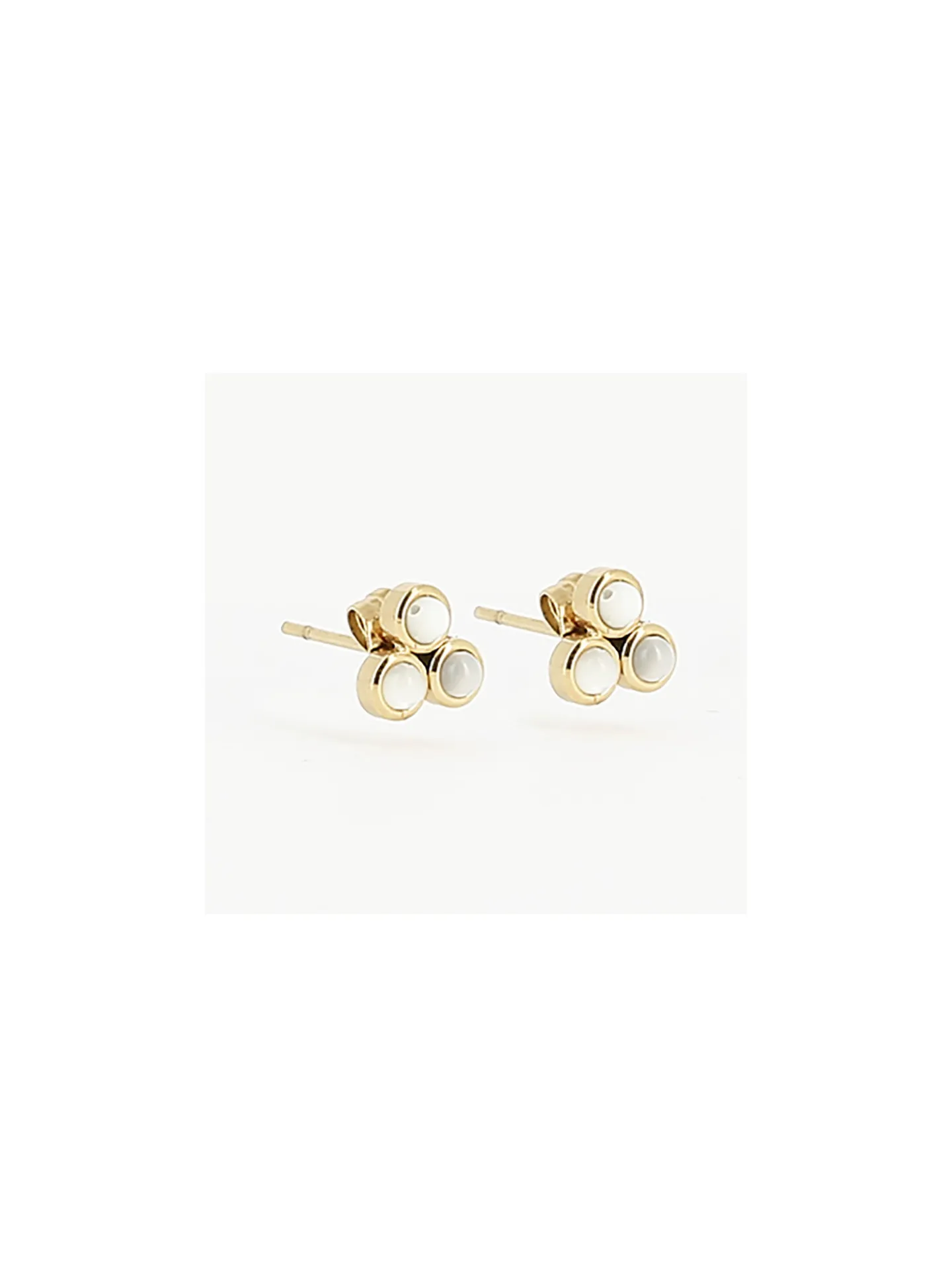 Boucles d'oreilles Zag triple boule nacre acier doré