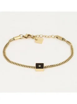 Bracelet Zag Bijoux acier doré marron