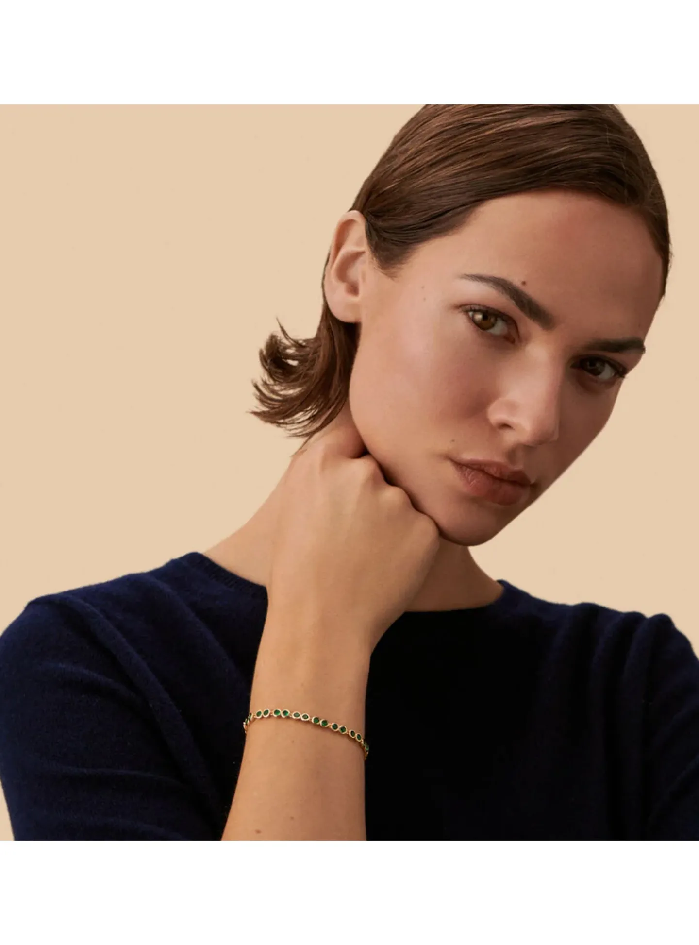 Bracelet Agatha Adamas laiton doré zirconium verts