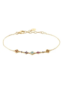 Bracelet Agatha Beloved en argent plaqué orligne de fleurs serties d'oxydes multicolores