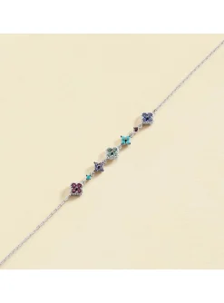 Bracelet Agatha Beloved en argent rangée fleurs