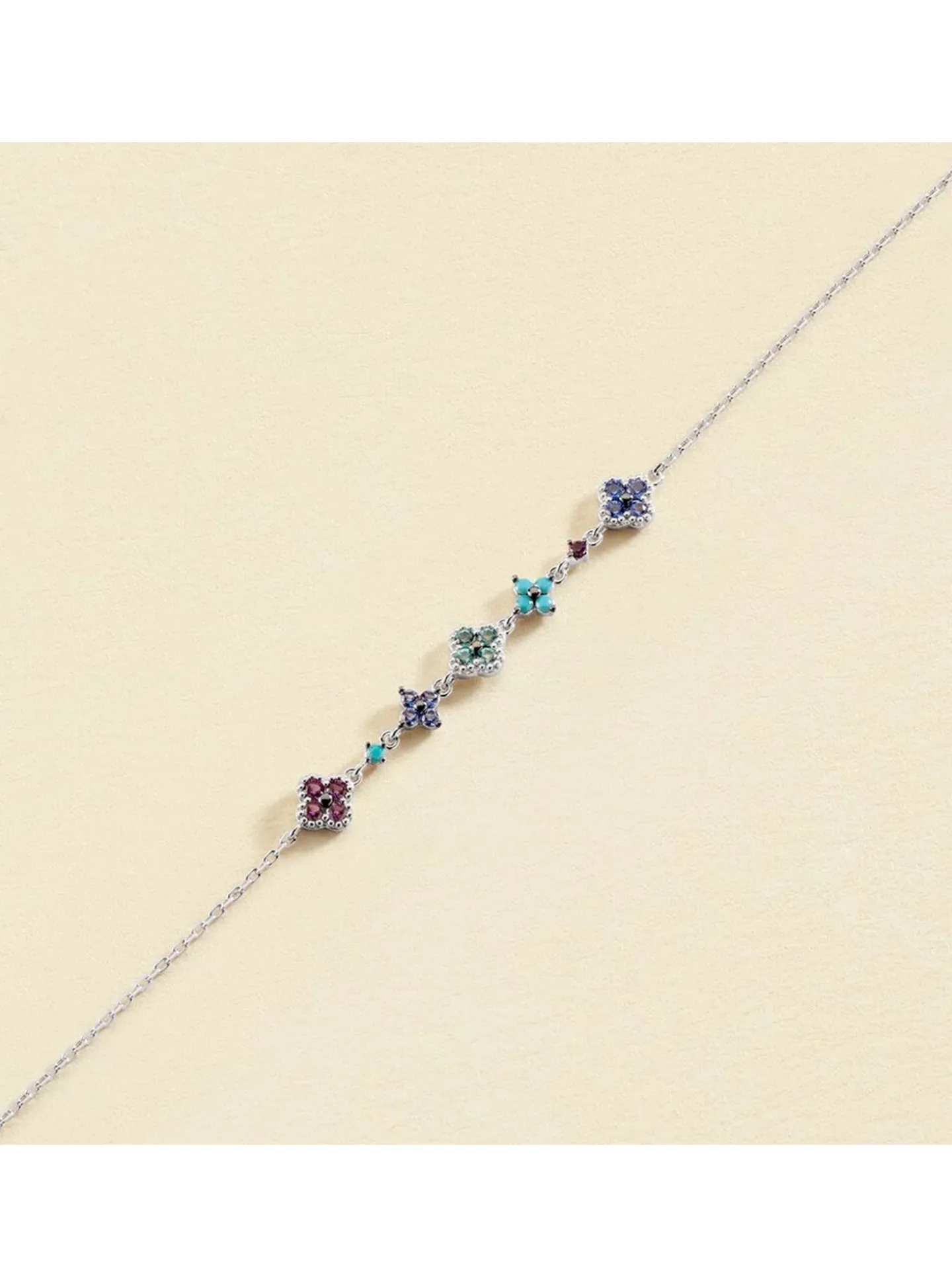 Bracelet Agatha Beloved en argent rangée fleurs