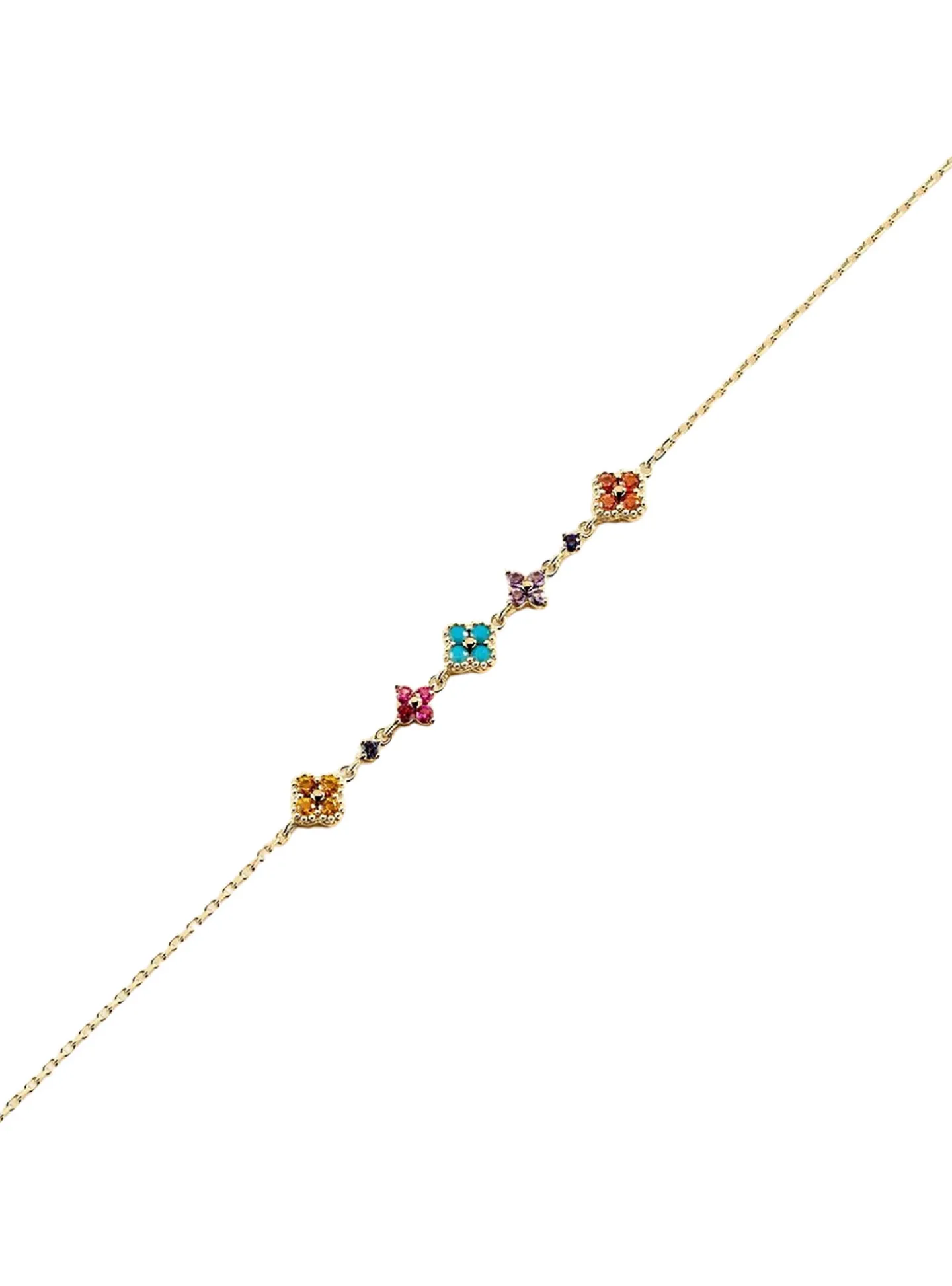 Bracelet Agatha Beloved en argent plaqué orligne de fleurs serties d'oxydes multicolores