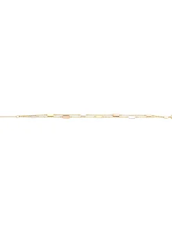 Bracelet Brillaxis 2 rangs motif rectangle 3 ors