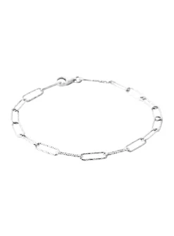Bracelet Brillaxis argent rhodié maillons striés_x005f_x000D_18 cm