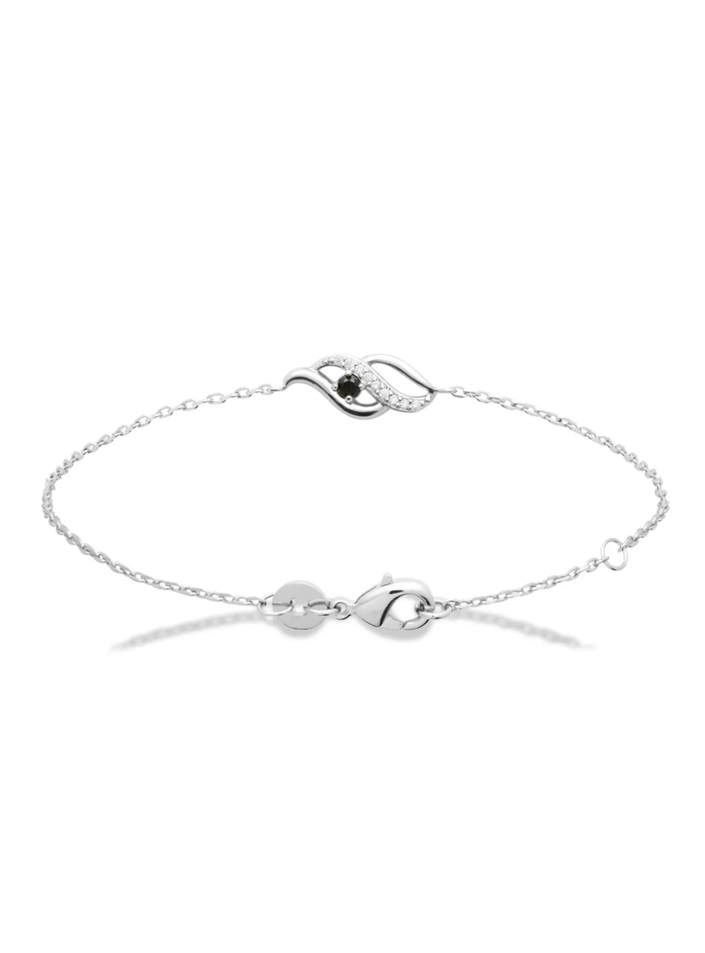 Bracelet Brillaxis argent flamme perle noire