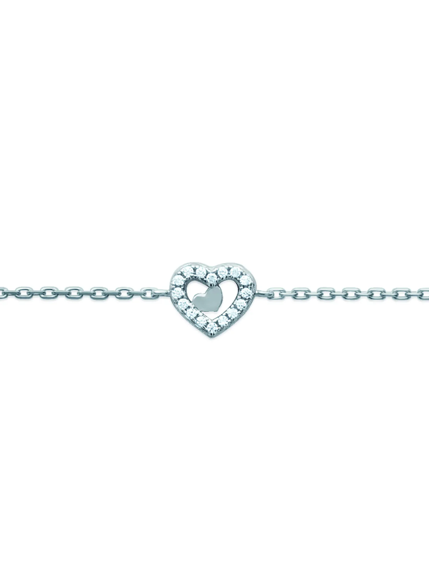 Bracelet Brillaxis argent rhodié petit coeur