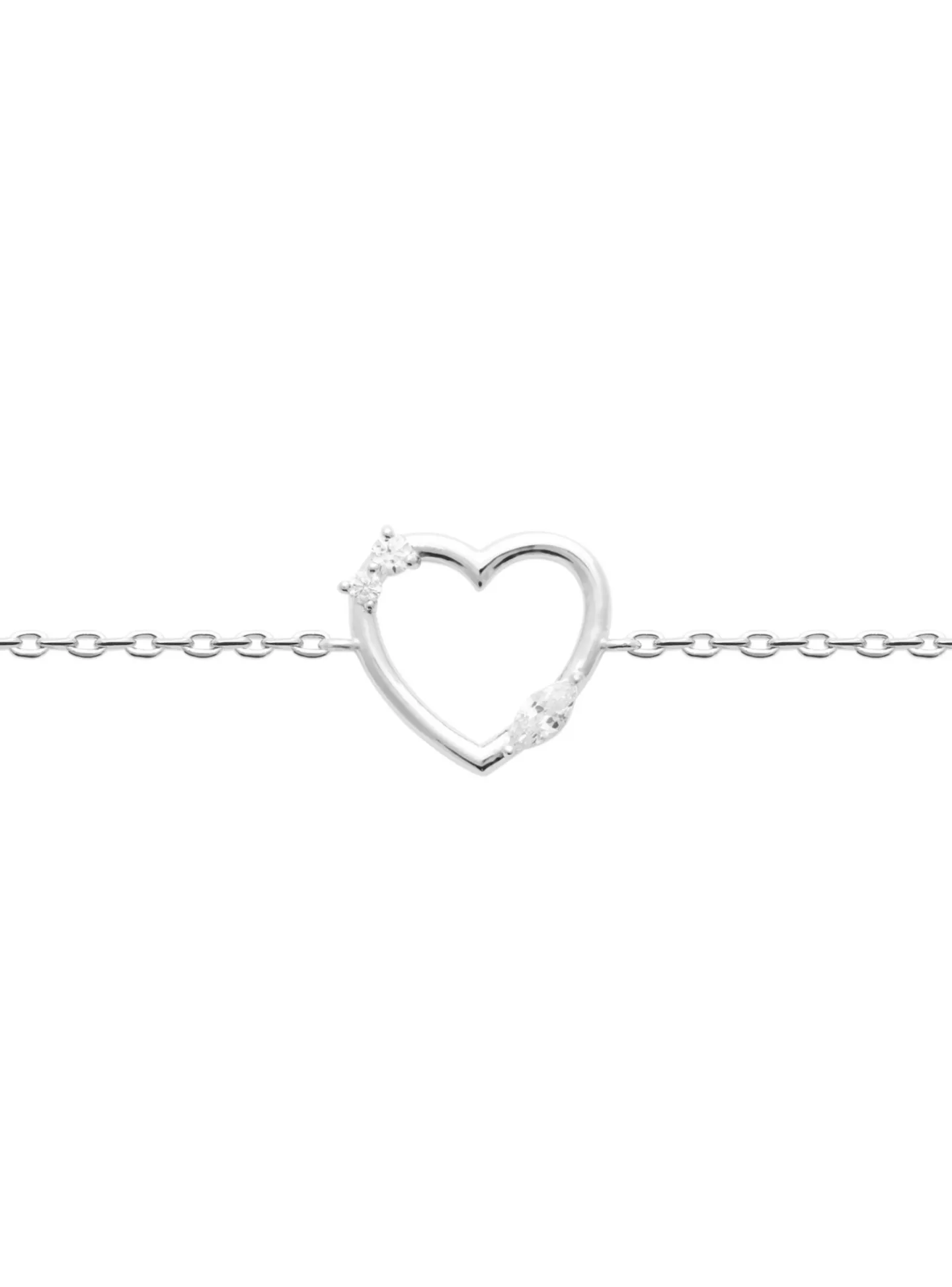 Bracelet Brillaxis coeur argent rhodié oxydes blancs