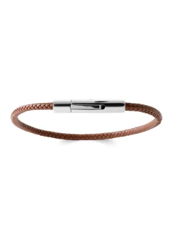 Bracelet Brillaxis cuir marron et acier