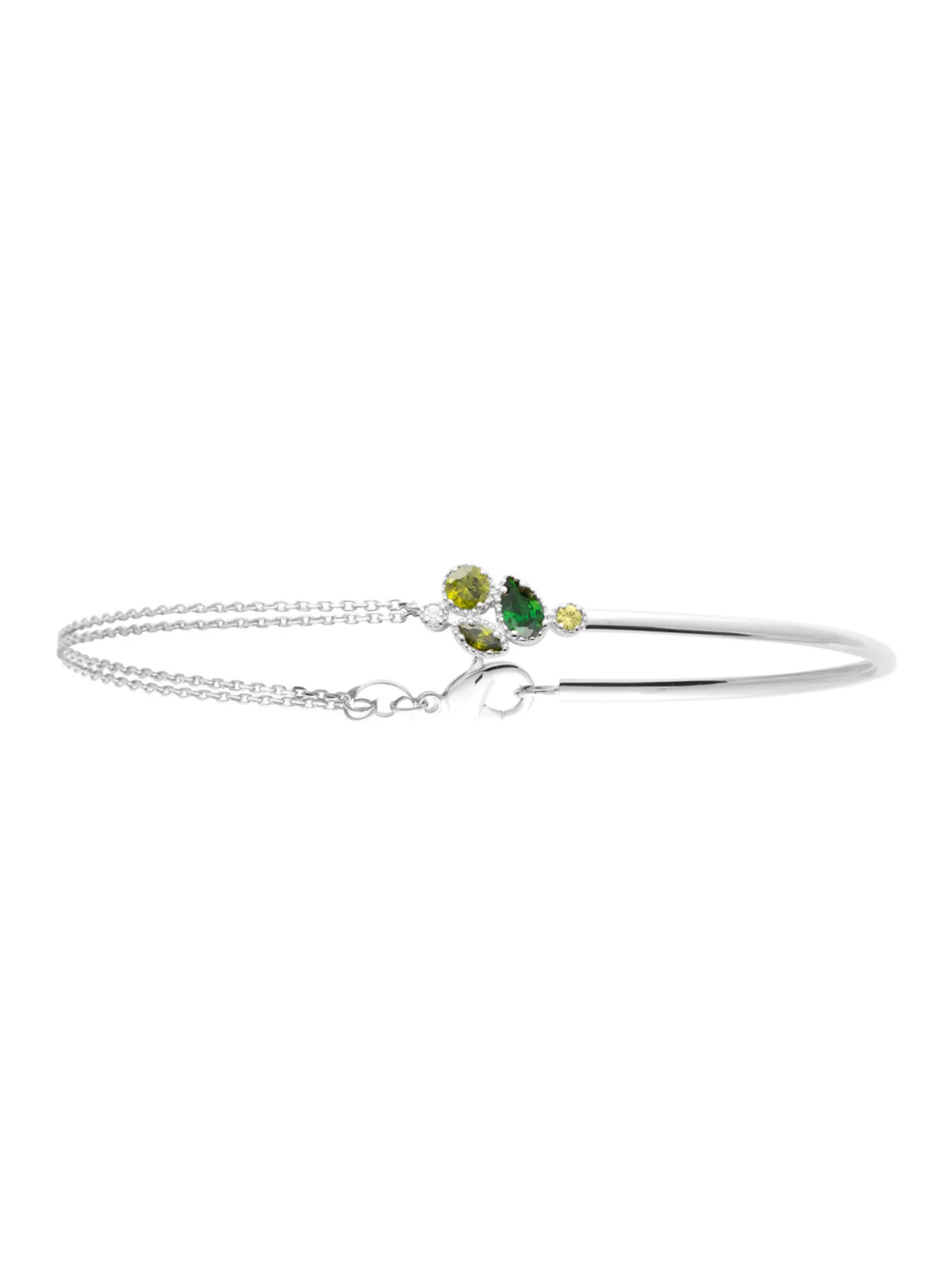 Bracelet Brillaxis demi-jonc chainette_x005f_x000D_argent rhodié et oxydes colorés