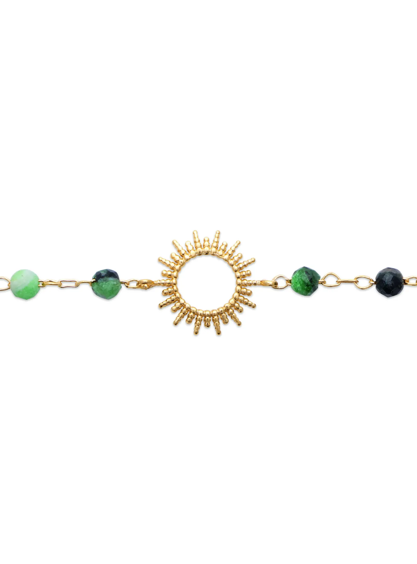 Bracelet Brillaxis motif soleil et pierres rubis_x005f_x000D_zoisite