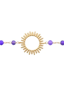 Bracelet Brillaxis motif soleil et améthystes 17.5cm
