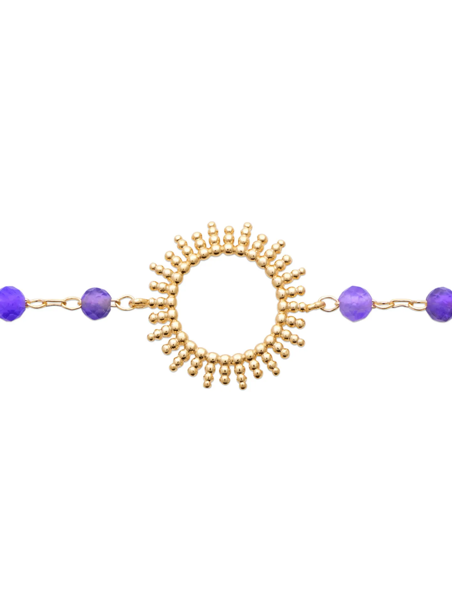 Bracelet Brillaxis motif soleil et améthystes 17.5cm
