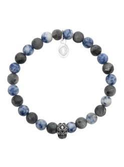 Bracelet Brillaxis Perles Sodalite Tête de mort