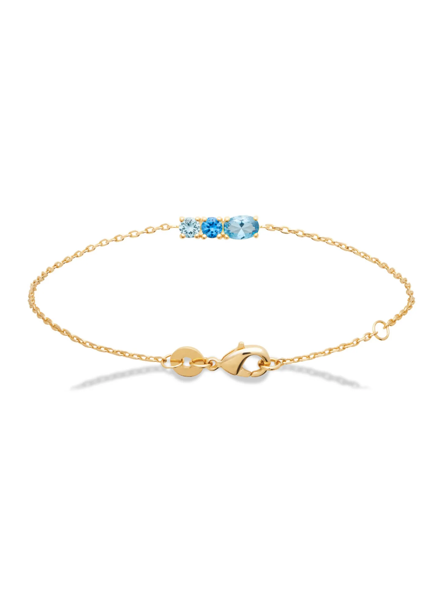Bracelet Brillaxis plaqué or 3 oxydes bleus