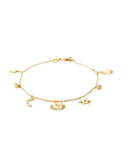 Bracelet Brillaxis plaqué or soleil lune OZ