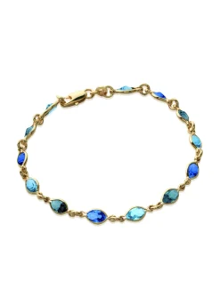 Bracelet Brillaxis plaqué or cristaux bleus