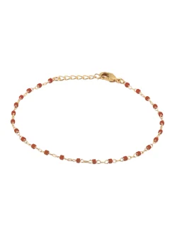 Bracelet Brillaxis plaqué or perles Miyuki rouges