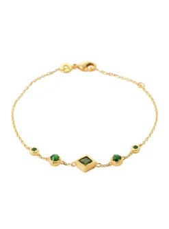 Bracelet Brillaxis plaqué or oxydes verts_x005f_x000D_18 cm