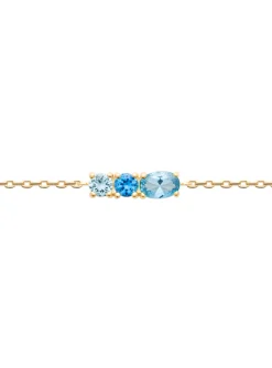 Bracelet Brillaxis plaqué or 3 oxydes bleus