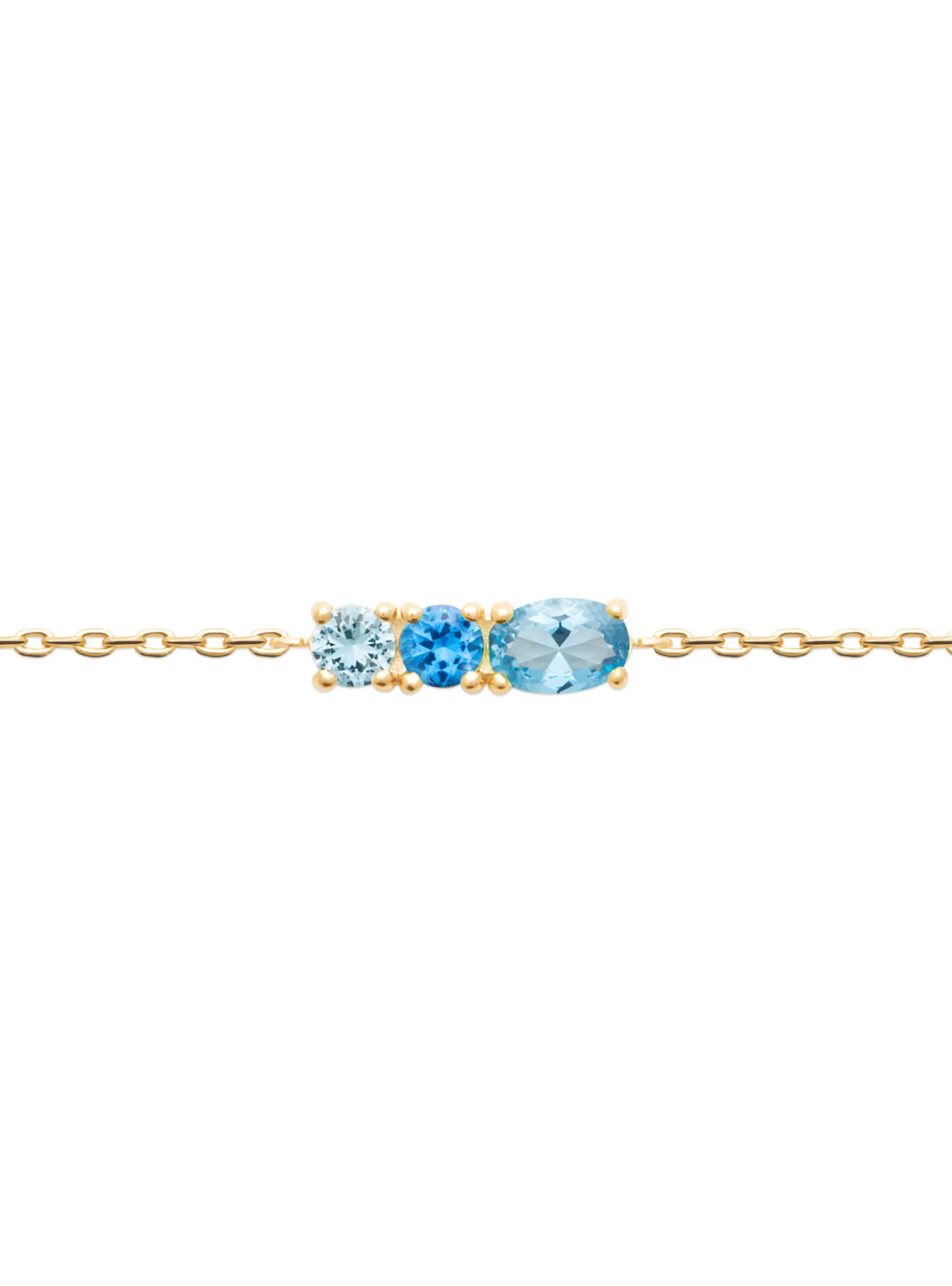 Bracelet Brillaxis plaqué or 3 oxydes bleus