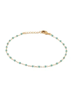 Bracelet Brillaxis plaqué or perles Miyuki turquoise_x005f_x000D_18 cm