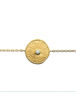 Bracelet Brillaxis Plaque Soleil plaqué or