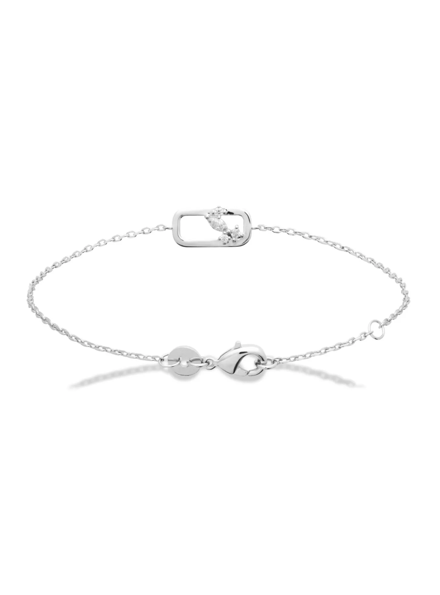 Bracelet Brillaxis rectangulaire argent rhodié_x005f_x000D_design Floral et Oxydes de zirconium
