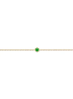 Bracelet Brillaxis solitaire vert plaqué or