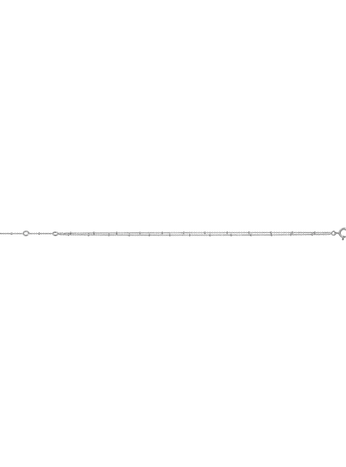 Bracelet chaine boule 2 rangs or blanc 18 carats