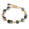 Bracelet Coeur de Lion acier doré onyx hématite