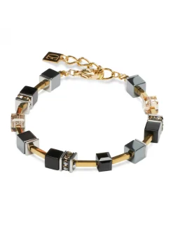 Bracelet Coeur de Lion acier doré onyx hématite