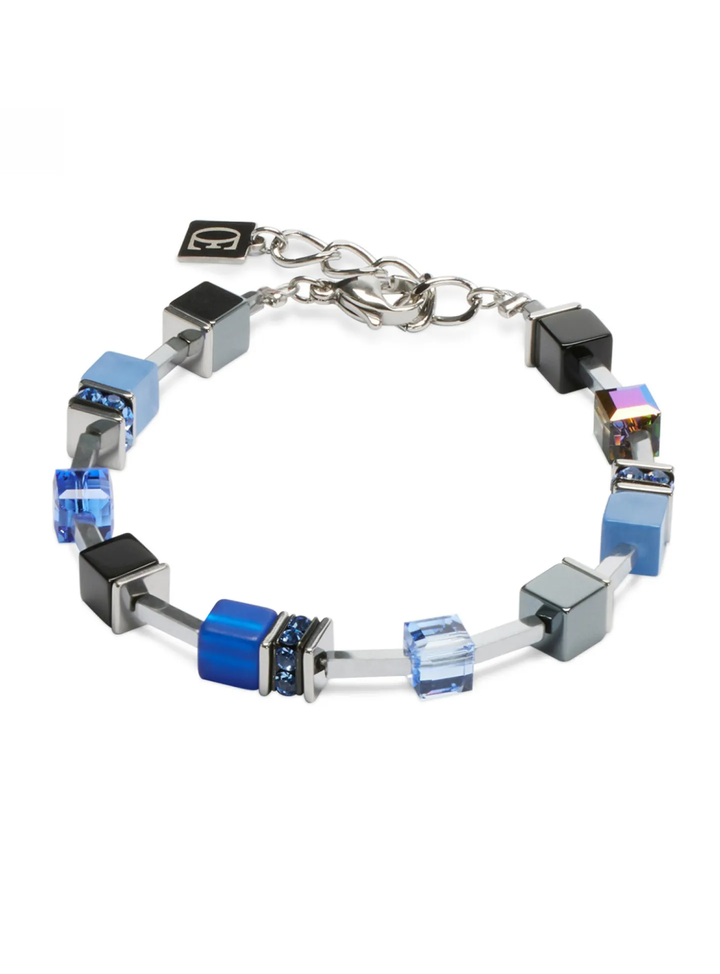 Bracelet Coeur de Lion acier onyx hématite bleu