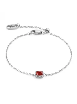 Bracelet Coeur de Lion Birthstone acier_x005f_x000D_Janvier agate rouge