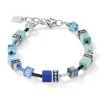 Bracelet Coeur de Lion Geocube acier bleu vert