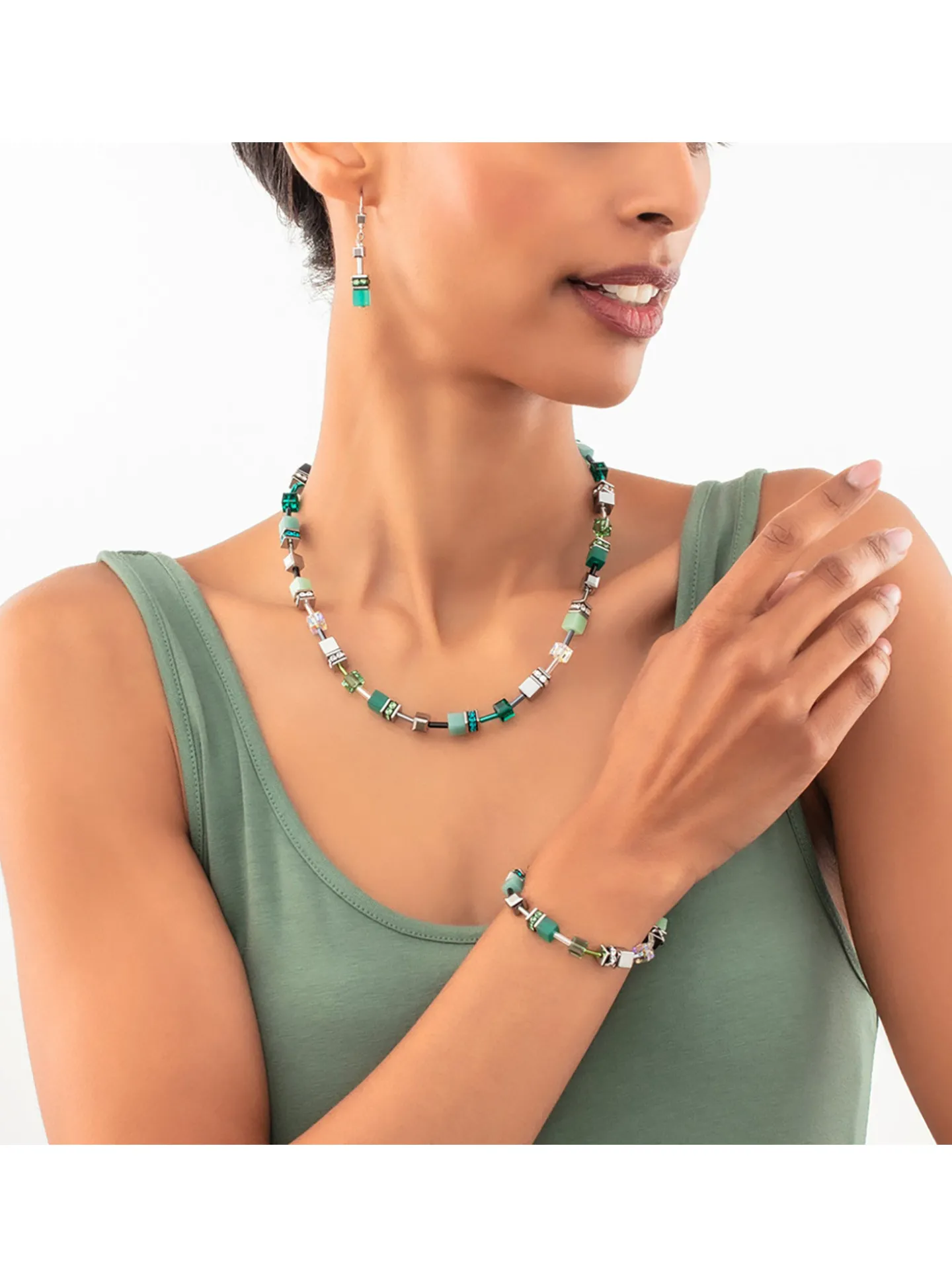 Bracelet Coeur de Lion GeoCUBE® Iconic argent-vert