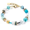 Bracelet Coeur de Lion GéoCube Iconic or turquoise