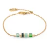 Bracelet Coeur de Lion Mini Cubes et chaînedoré et vert