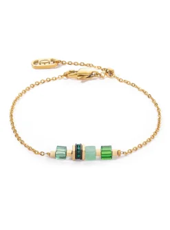 Bracelet Coeur de Lion Mini Cubes et chaînedoré et vert